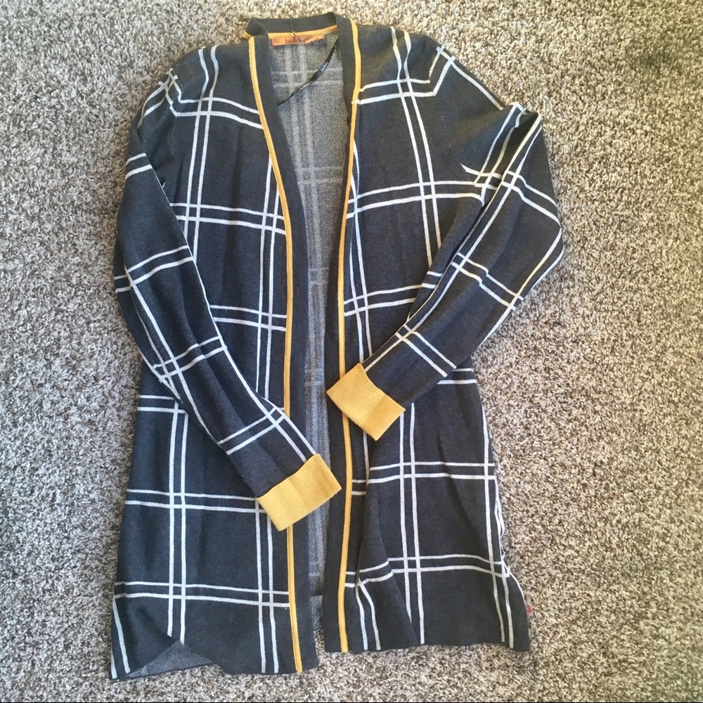 Belldini dark grey plaid cardigan size small